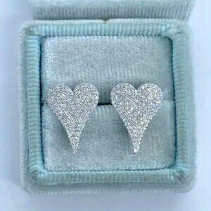 Silver Tone Heart-Shaped Stud Earrings‎